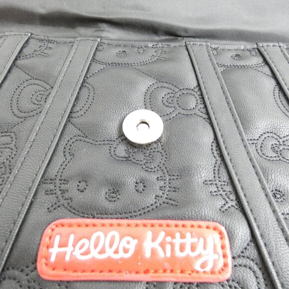 Sanrio Hello Kitty Clutch Black Faux Leather Purse Bag Snap Pouch Embossed - Picture 7 of 8